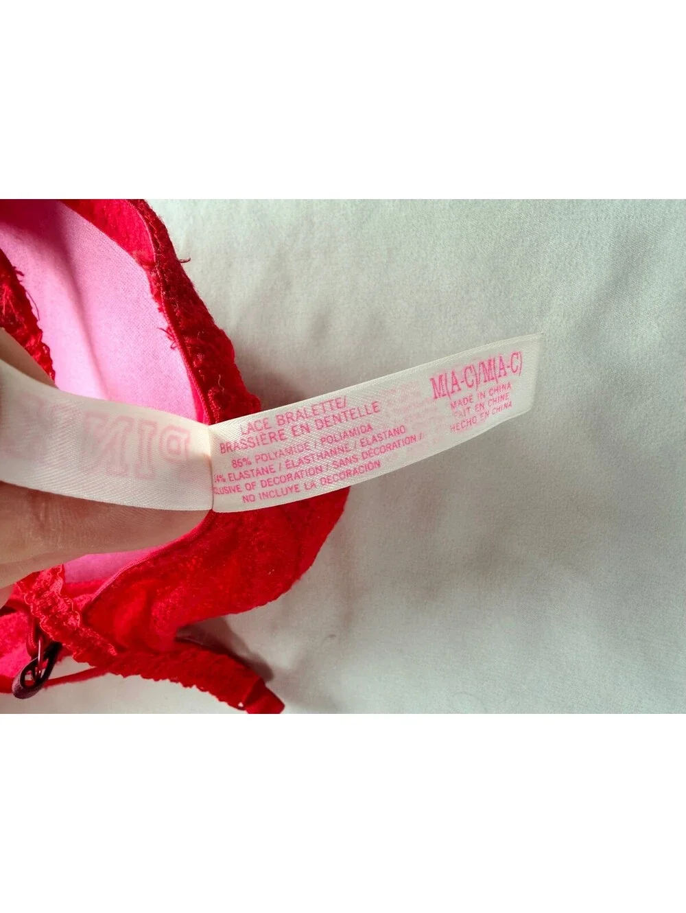 Victoria's Secret PINK Red Lace Bralette Lightly Lined Wireless Size M